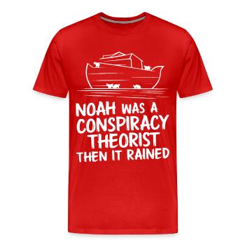 Théoricien du complot théorie du complot - T-shirt bio Premium Homme - rouge - Devant - Damien (186cm)