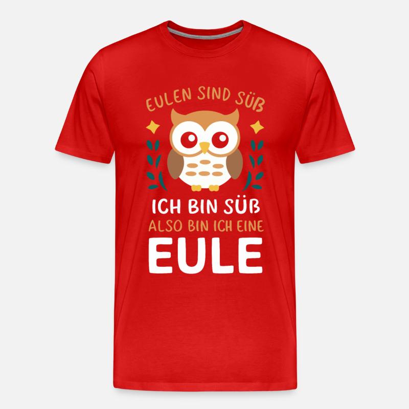 Nachteule Eule Eulen Vogel - Männer Premium Bio T-Shirt - Rot