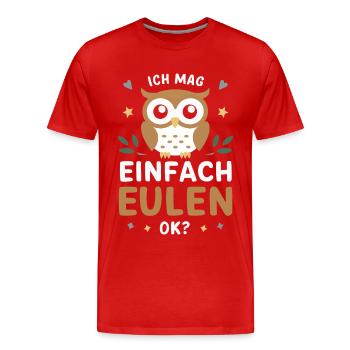 Nachteule Eule Eulen Vogel - Männer Premium Bio T-Shirt - Rot - Vorne - Damien (186cm)