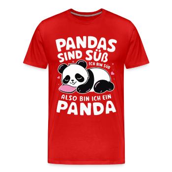 Panda Panda Ours Pandas - T-shirt bio Premium Homme - rouge - Devant - Damien (186cm)