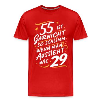 Geburtstagsgeschenk 55 Jahre Geburtstagskind - Männer Premium Bio T-Shirt - Rot - Vorne - Damien (186cm)