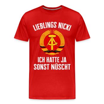 Allemagne de l’Est Est Est RDA Home Bloc de l’Est - T-shirt bio Premium Homme - rouge - Devant - Damien (186cm)
