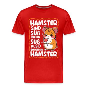 Hamster Hamster doré Hamster nain - T-shirt bio Premium Homme - rouge - Devant - Damien (186cm)