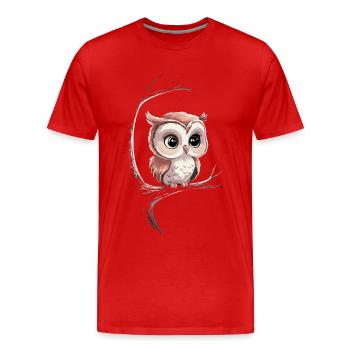 Nachteule Eule Eulen Vogel - Männer Premium Bio T-Shirt - Rot - Vorne - Damien (186cm)