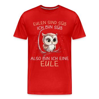 Nachteule Eule Eulen Vogel - Männer Premium Bio T-Shirt - Rot - Vorne - Damien (186cm)