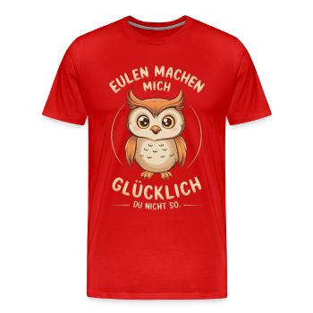 Nachteule Eule Eulen Vogel - Männer Premium Bio T-Shirt - Rot - Vorne - Damien (186cm)