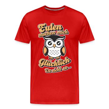 Nachteule Eule Eulen Vogel - Männer Premium Bio T-Shirt - Rot - Vorne - Damien (186cm)