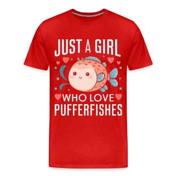 Kugelfisch Kugelfische Fisch Ozean Tier - Männer Premium Bio T-Shirt - Rot - Vorne - Damien (186cm)