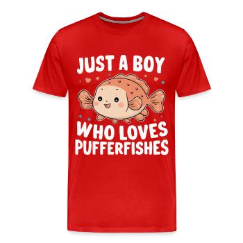 Kugelfisch Kugelfische Fisch Ozean Tier - Männer Premium Bio T-Shirt - Rot - Vorne - Damien (186cm)