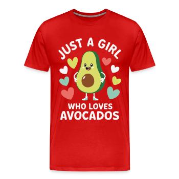 Avocado Food Guacamole Vegan - Men's Premium Organic T-Shirt - red - Front - Damien (186cm)