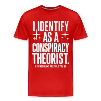 Théoricien du complot Théorie du complot - T-shirt bio Premium Homme - rouge - Devant - Damien (186cm)