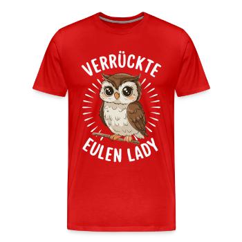 Nachteule Eule Eulen Vogel - Männer Premium Bio T-Shirt - Rot - Vorne - Damien (186cm)