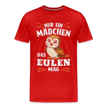 Nachteule Eule Eulen Vogel - Männer Premium Bio T-Shirt - Rot - Vorne - Damien (186cm)