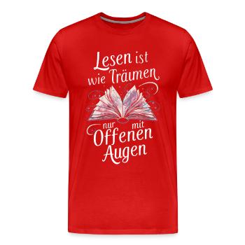 Buch Lesen Bücher Buch Nerd Bücherwurm - Männer Premium Bio T-Shirt - Rot - Vorne - Damien (186cm)