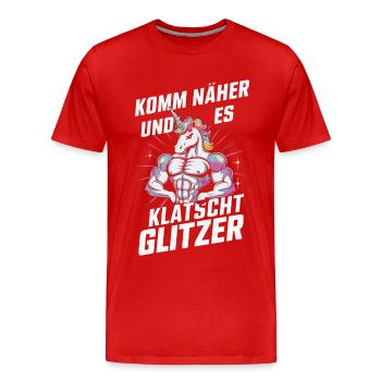 Einhorn Einhörner Fabelwesen Mystisch - Männer Premium Bio T-Shirt - Rot - Vorne - Damien (186cm)