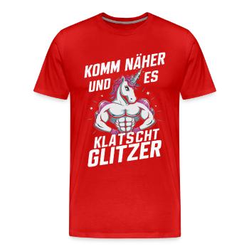 Einhorn Einhörner Fabelwesen Mystisch - Männer Premium Bio T-Shirt - Rot - Vorne - Damien (186cm)