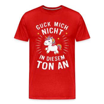 Einhorn Einhörner Fabelwesen Mystisch - Männer Premium Bio T-Shirt - Rot - Vorne - Damien (186cm)