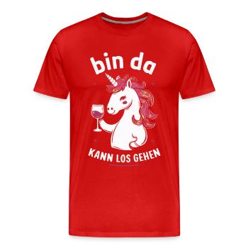 Einhorn Einhörner Fabelwesen Mystisch - Männer Premium Bio T-Shirt - Rot - Vorne - Damien (186cm)