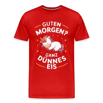 Einhorn Einhörner Fabelwesen Mystisch - Männer Premium Bio T-Shirt - Rot - Vorne - Damien (186cm)