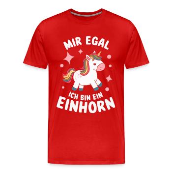 Einhorn Einhörner Fabelwesen Mystisch - Männer Premium Bio T-Shirt - Rot - Vorne - Damien (186cm)