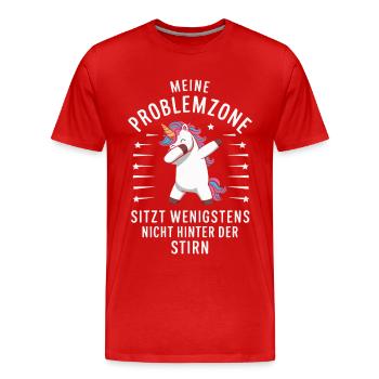 Einhorn Einhörner Fabelwesen Mystisch - Männer Premium Bio T-Shirt - Rot - Vorne - Damien (186cm)