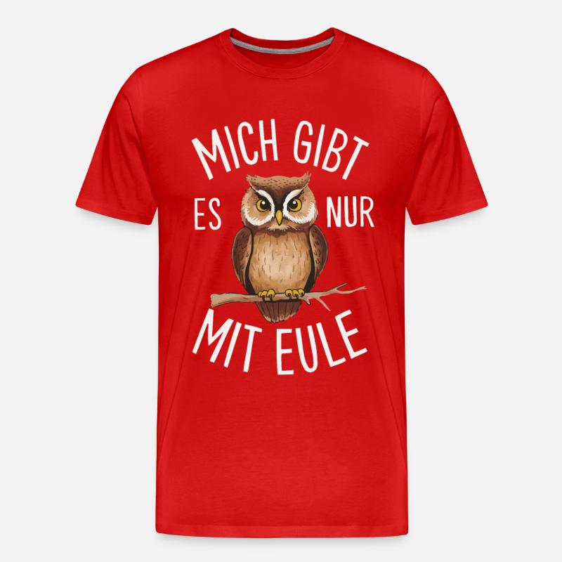 Nachteule Eule Eulen Vogel - Männer Premium Bio T-Shirt - Rot