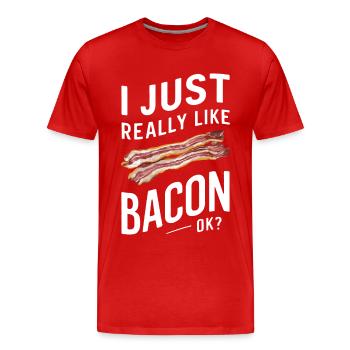 Bacon Breakfast Bacon - Men's Premium Organic T-Shirt - red - Front - Damien (186cm)