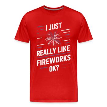 Pyrotechniker Feuerwerk Pyrotechnik - Männer Premium Bio T-Shirt - Rot - Vorne - Damien (186cm)