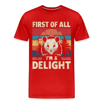 Opossum Possum Animal - Men's Premium Organic T-Shirt - red - Front - Damien (186cm)