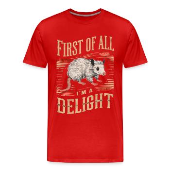 Opossum Possum Animal - Men's Premium Organic T-Shirt - red - Front - Damien (186cm)