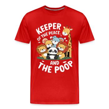 Animaux du zoo Gardien de zoo - T-shirt bio Premium Homme - rouge - Devant - Damien (186cm)