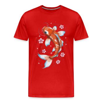 Koi Poisson Carpe Japon Chine Poisson - T-shirt bio Premium Homme - rouge - Devant - Damien (186cm)