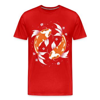 Koi Poisson Carpe Japon Chine Poisson - T-shirt bio Premium Homme - rouge - Devant - Damien (186cm)