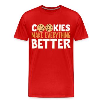Cookies Cookie Keks Kekse Schokolade - Männer Premium Bio T-Shirt - Rot - Vorne - Damien (186cm)