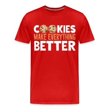 Cookies Cookie Keks Kekse Schokolade - Männer Premium Bio T-Shirt - Rot - Vorne - Damien (186cm)