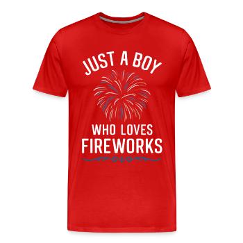 Pyrotechnie Feux d’artifice Pyrotechnie - T-shirt bio Premium Homme - rouge - Devant - Damien (186cm)