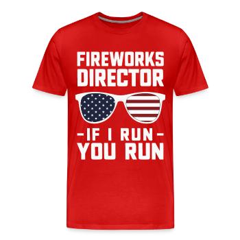 Pyrotechnie Feux d’artifice Pyrotechnie - T-shirt bio Premium Homme - rouge - Devant - Damien (186cm)