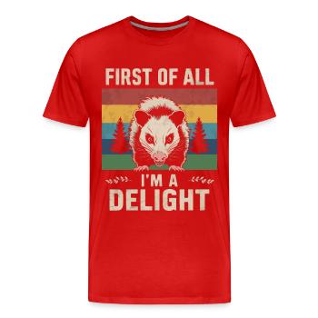 Opossum Possum Animal - Men's Premium Organic T-Shirt - red - Front - Damien (186cm)