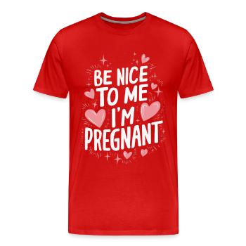 Grossesse Grossesse Accouchement - T-shirt bio Premium Homme - rouge - Devant - Damien (186cm)