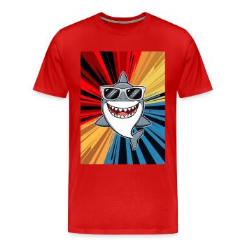 Shark Ocean Tiger Shark Animal Fish - Men's Premium Organic T-Shirt - red - Front - Damien (186cm)