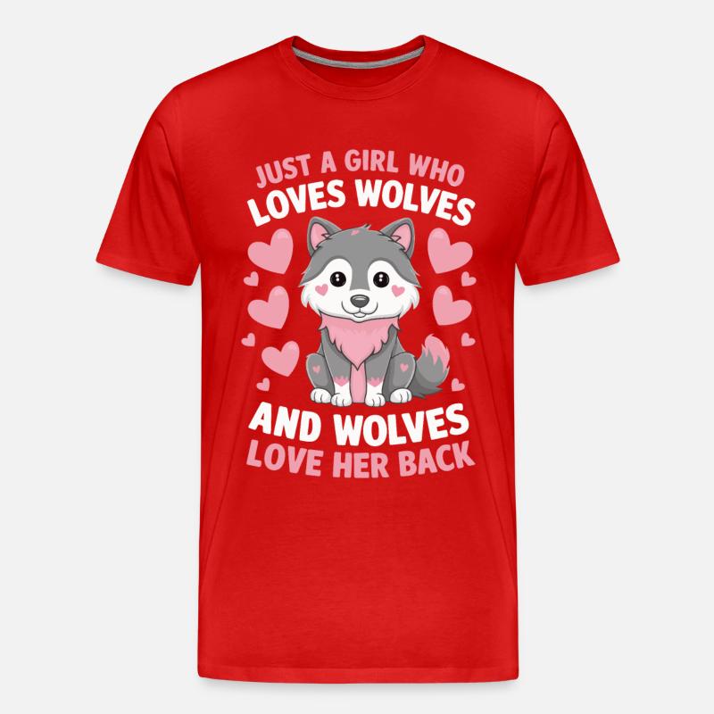 Wolf Wölfe Tier Jaulen - Männer Premium Bio T-Shirt - Rot
