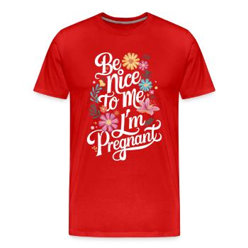 Grossesse Grossesse Accouchement - T-shirt bio Premium Homme - rouge - Devant - Damien (186cm)