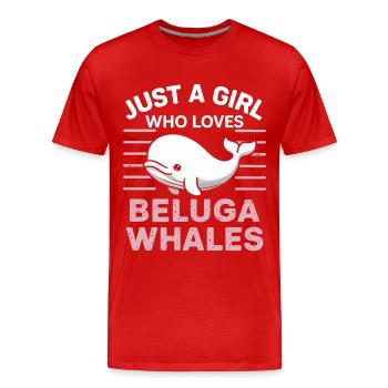 Béluga Océan Bélugas Baleines - T-shirt bio Premium Homme - rouge - Devant - Damien (186cm)