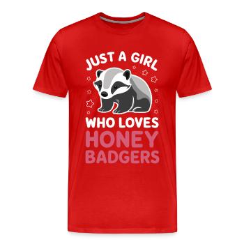 Blaireau Miel Blaireau Animal - T-shirt bio Premium Homme - rouge - Devant - Damien (186cm)