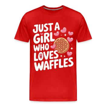 Waffeln Frühstück Süßigkeiten - Männer Premium Bio T-Shirt - Rot - Vorne - Damien (186cm)