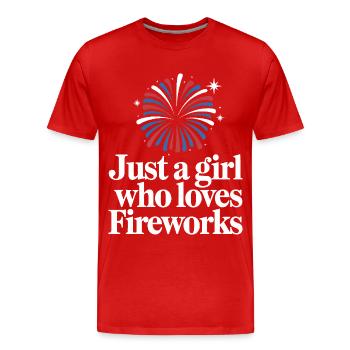Pyrotechnie Feux d’artifice Pyrotechnie - T-shirt bio Premium Homme - rouge - Devant - Damien (186cm)