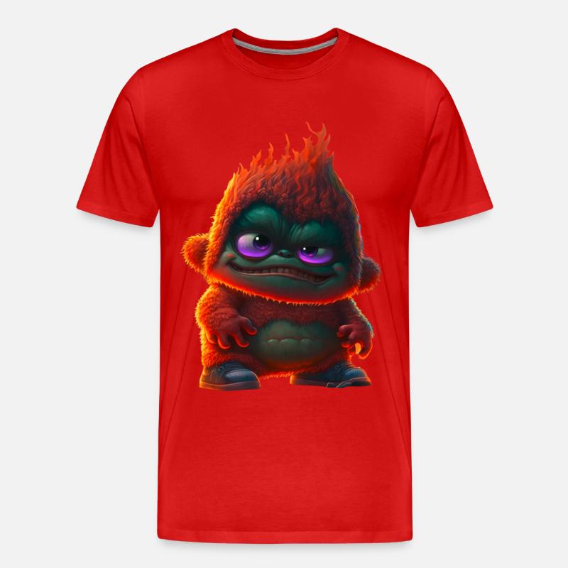 Feuer Monster Äffchen - Männer Premium Bio T-Shirt - Rot