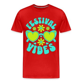 Festival Vibes - Männer Premium Bio T-Shirt - Rot - Vorne - Damien (186cm)