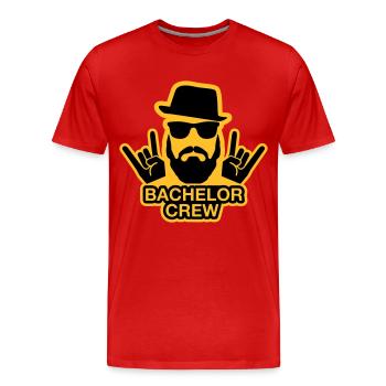 Bachelor Crew - JGA T-shirt - JGA Shirt - Crew - T-shirt bio Premium Homme - rouge - Devant - Damien (186cm)