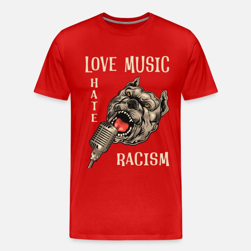 Love music hate racism - Männer Premium Bio T-Shirt - Rot